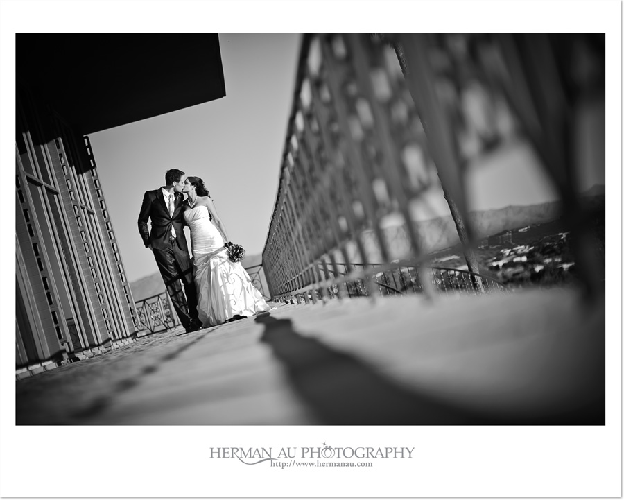 bride and groom kissing artistic photo