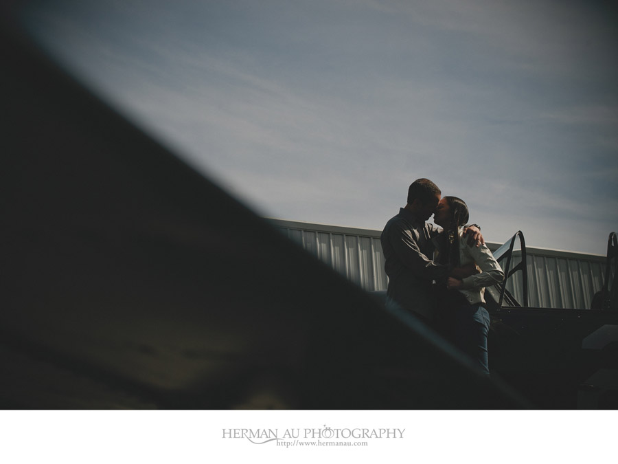 engagement session with a world war ii plane