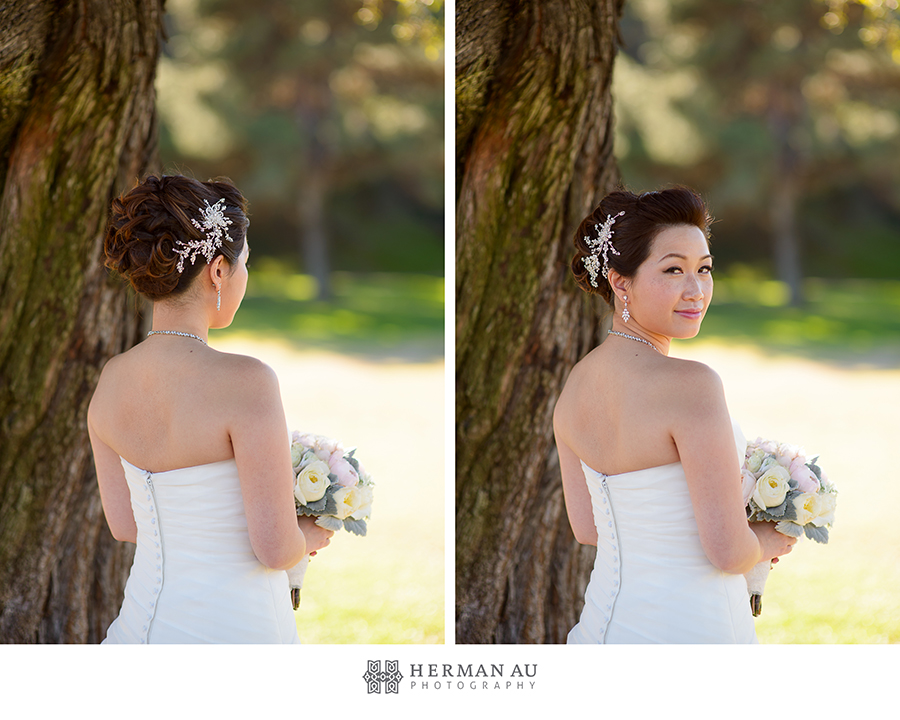 Michelle & William California Country Club bridal hair and makeup close up