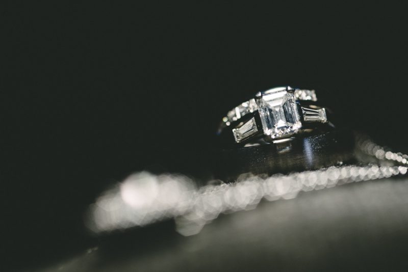 Rectangular Diamond ring on black background